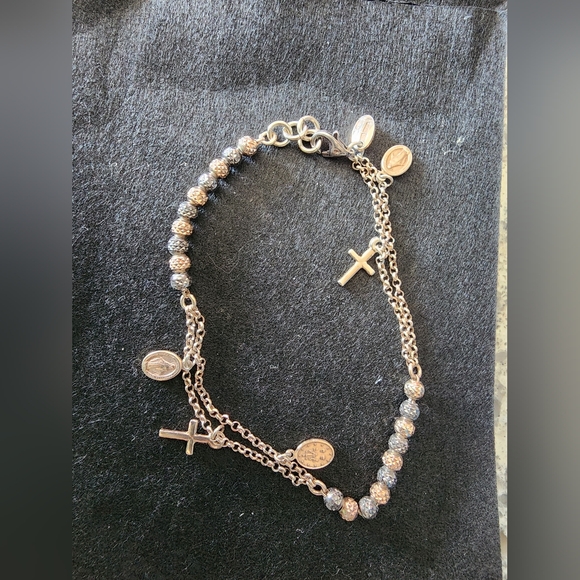 Italian .925 Sterling Silver Rosary Bracelet - Picture 4 of 6